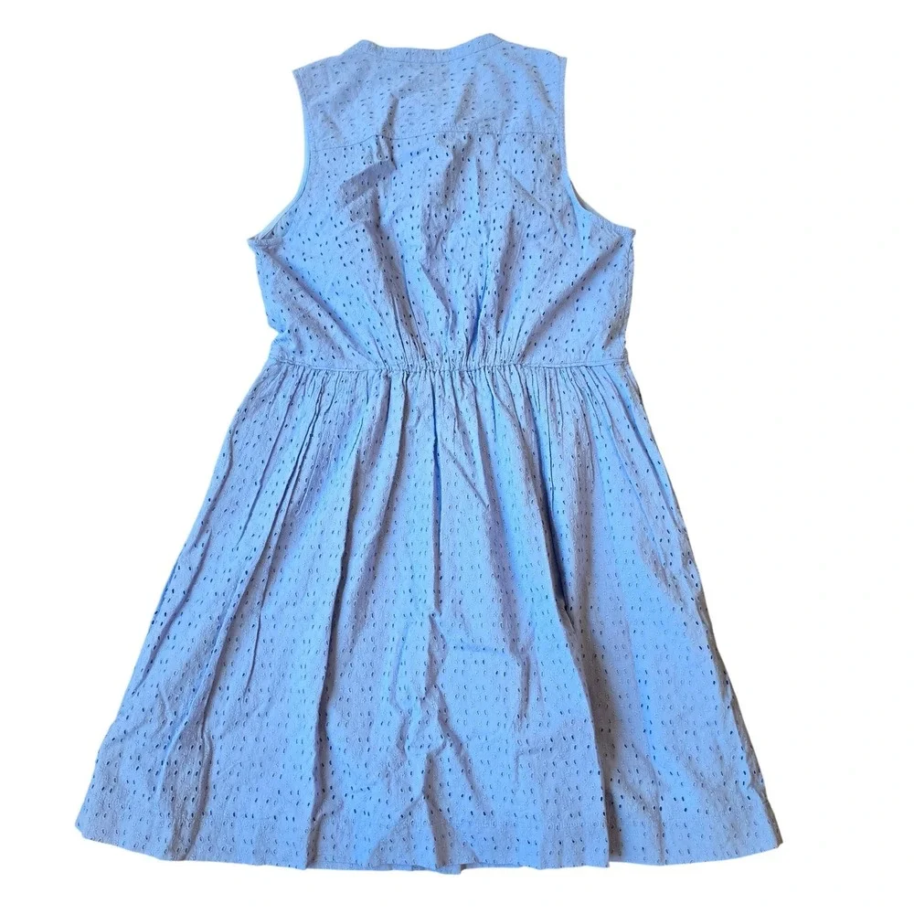 J. Crew NWT Eyelet Sleeveless Button Front Dress L2338 Periwinkle Blue Size 12
